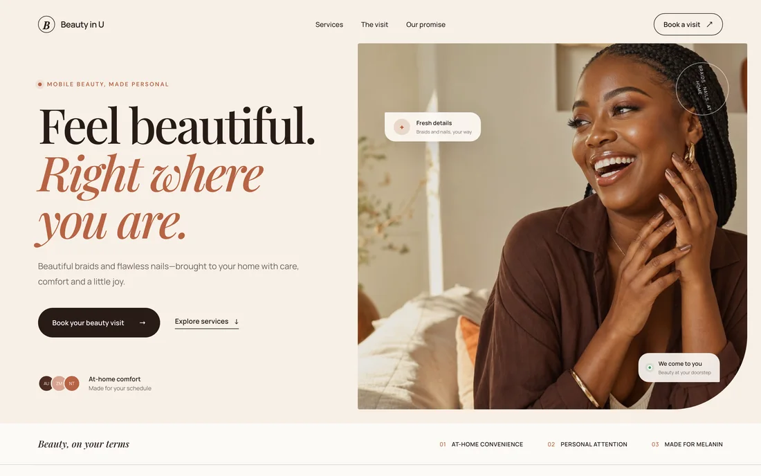 Beauty in U mobile beauty brand site