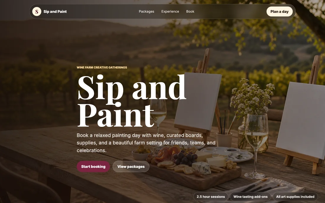 TC Sip & Paint wine-farm experience site